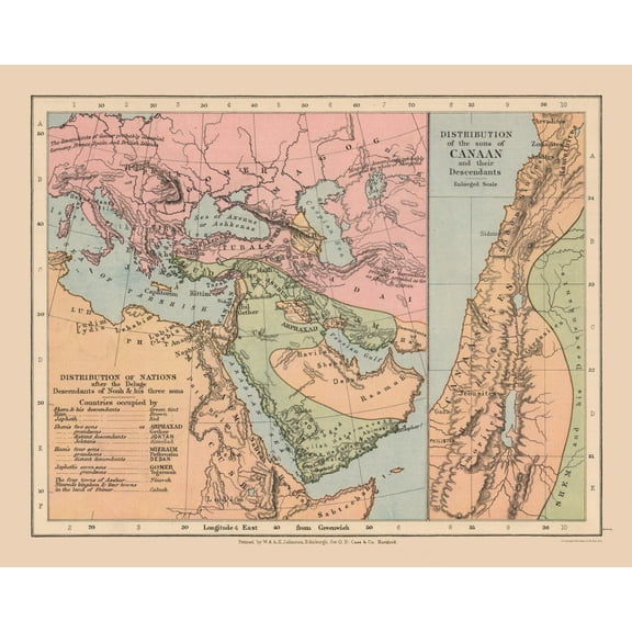 Historic Map - Population Deluge Middle East - Case 1878 - Vintage Wall Art