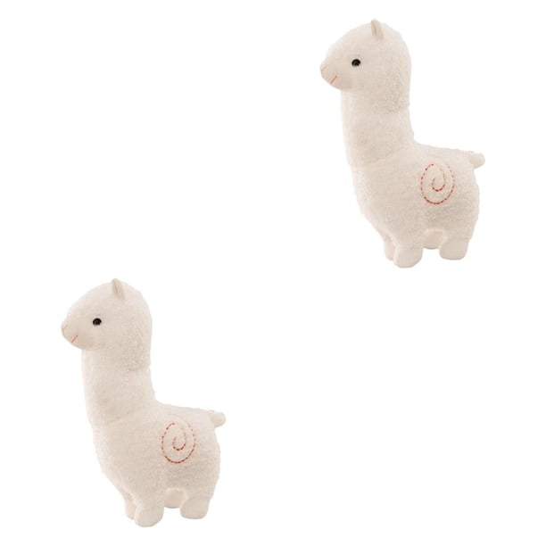 Bewildely Animal Llama Alpaca Peluche Muñeco Confort para Salón Rosa 28cm 2piezas Blanco 38 cm