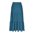 thumbnail image 5 of Sevevn Women Solid Color Casual Long Skirt With High Waist And Flowing Long Skirt With Pockets And Half Skirt, 5 of 8