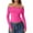 41#Hot Pink, variant on Women Long Sleeve Tops Off The Shoulder Shirts Fitted Going Out Y2K Crop Top Hot Pink M