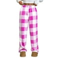 thumbnail image 2 of Pajama Pants Women Comfy Pj Bottom with 2 Pockets No Drawstring Plaid Sleepwear Purple Pink M, 2 of 7