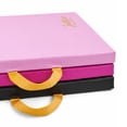 thumbnail image 6 of Justice 6ft Three Panel Folding Gymnastics Mat with Carry Handles, Multi Color Pink and Black, 1.5-inch Thickness, 6 of 7