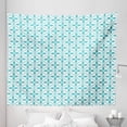 thumbnail image 1 of Contemporary Tapestry, Vertical Wavy Lines with Flowers Fresh Spring Season Themed Tile, Fabric Wall Hanging Decor for Bedroom Living Room Dorm, 5 Sizes, Turquoise and White, by Ambesonne, 1 of 1