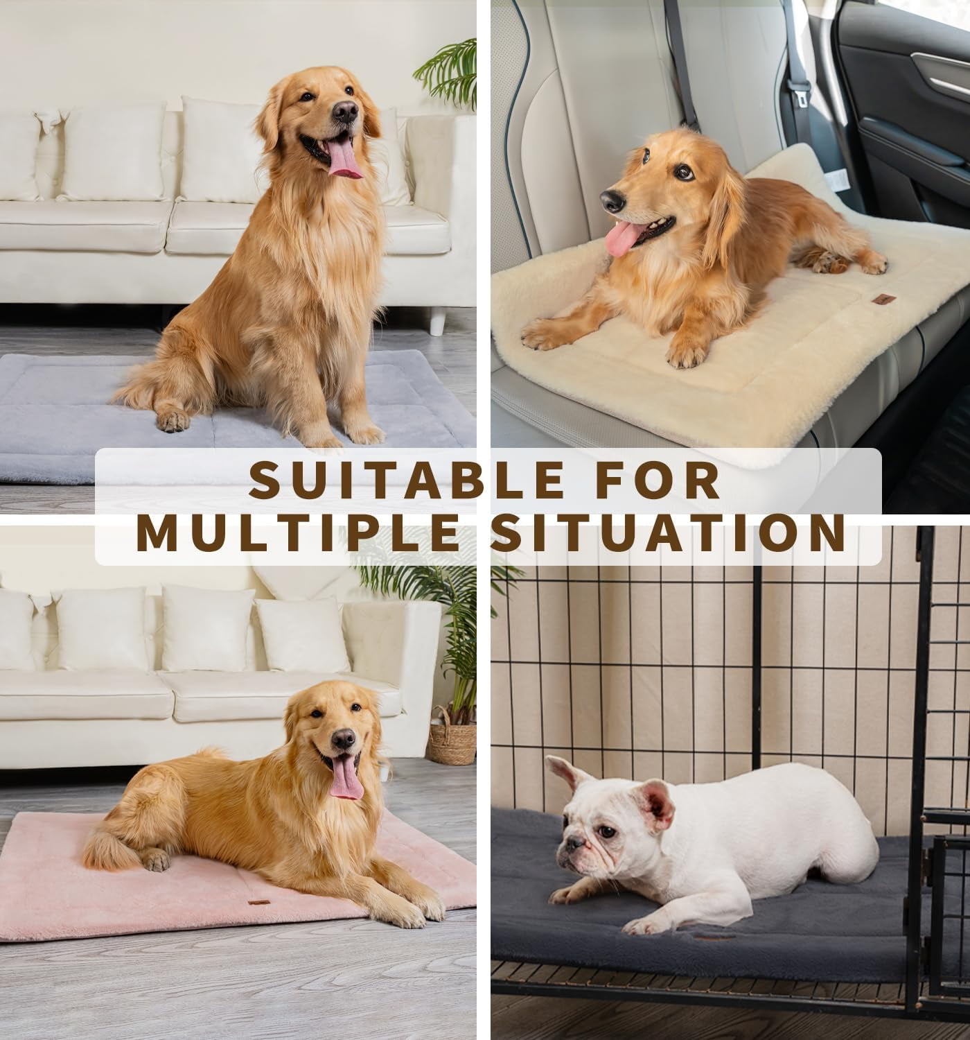 Made4pets Washable Dog Bed for Size Dogs, Reversible Foam Floor Dog Mat, 41x28, Pink