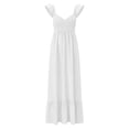 thumbnail image 6 of Women's Summer Maxi Dresses Casual Floral Sleeveless V Neck Boho Beach Vacation Swing Dress with Pockets EVF White M, 6 of 6
