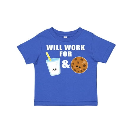 

Inktastic Will Work for Milk and Cookies Clipart Gift Toddler Boy or Toddler Girl T-Shirt