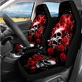 thumbnail image 2 of Binienty Gothic Skull Automotive Seat Covers Full Set Red Rose Auto Seat Covers Front And Back with Headrest Cover Steering Wheel Cover Armrest Pad Seat Belt Pads 14 Pieces Auto Interior Accessories, 2 of 8