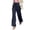 Dark Blue, variant on Women's High Waisted Wide Leg Pants, Single Breasted Office Trousers with Side Pockets, Structured Drape Casual Suit Pants for Work and Business Casual Black S