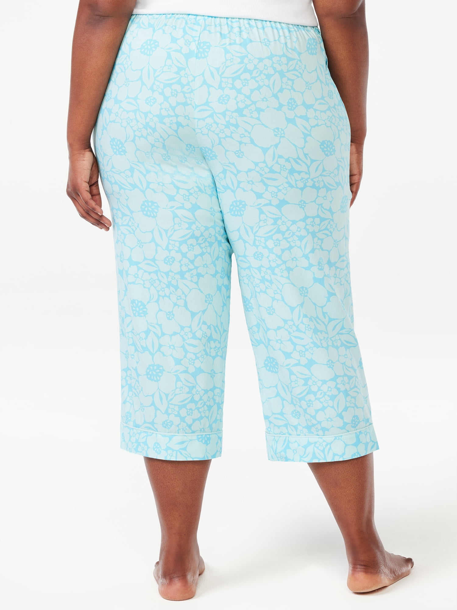 Joyspun Women's Woven Cropped Pajama Pants, Sizes S to 3X