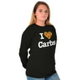 thumbnail image 3 of Love Heart Carbs Pizza Food Cute Women Plus Size Long Sleeve Graphic Tee Brisco Brands 2X, 3 of 5