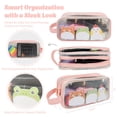 thumbnail image 2 of allydrew 2 Compartment Large Grid Transparent Mesh Pencil Case, Pencil Pouch for Stationery Tools, Makeup, and Travel, Pink, 2 of 5