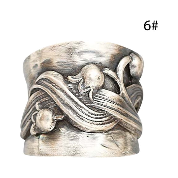 FENGGHAO Mothers Day Ring Size 6 Silver Tone Natural Turquoise and Cubic Zirconia Gemstone Metal Band Jewelry Gift for Mom