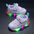thumbnail image 4 of B91xZ Sneakers for Girls Toddler Shoes Children Sports Shoes with Lights Breathable Princess Lightweight Casual Lighting Kids Up Night Shoes (Purple,7.5), 4 of 5