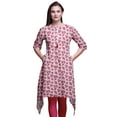 thumbnail image 1 of Bimba Hauts Imprimés Floraux Feuilles Roses & Jonquille pour Femmes Kurti Asymétrique Robe d'Été pour Filles Moyen, 1 of 6