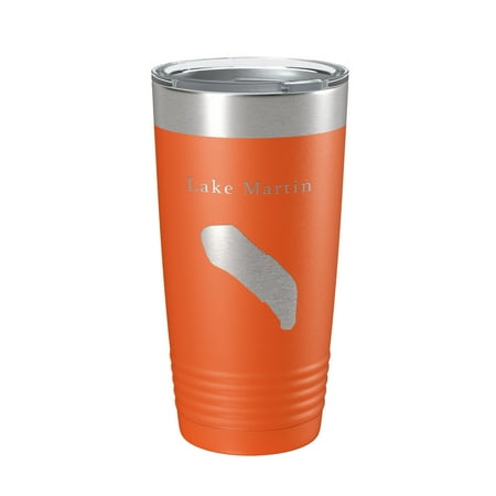 

Lake Martin Map Tumbler Travel Mug Insulated Laser Engraved Coffee Cup Louisiana 20 oz Orange