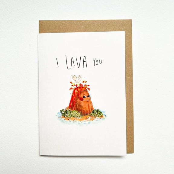 I Lava You Greeting Card – Cute Volcano Design with Heart – Blank Inside for Personal Messages – Perfect for Love Notes, Anniversaries, Birthdays