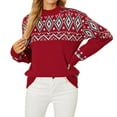 thumbnail image 1 of Pulls pour Femmes Décontractés Imprimé de Noël Tricot Manches Longues Col Rond Mode Automne, 1 of 9
