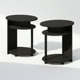 thumbnail image 4 of Furinno JAYA Simple Design Oval End Table, Side Table, Black Walnut, Set of 2, 4 of 7