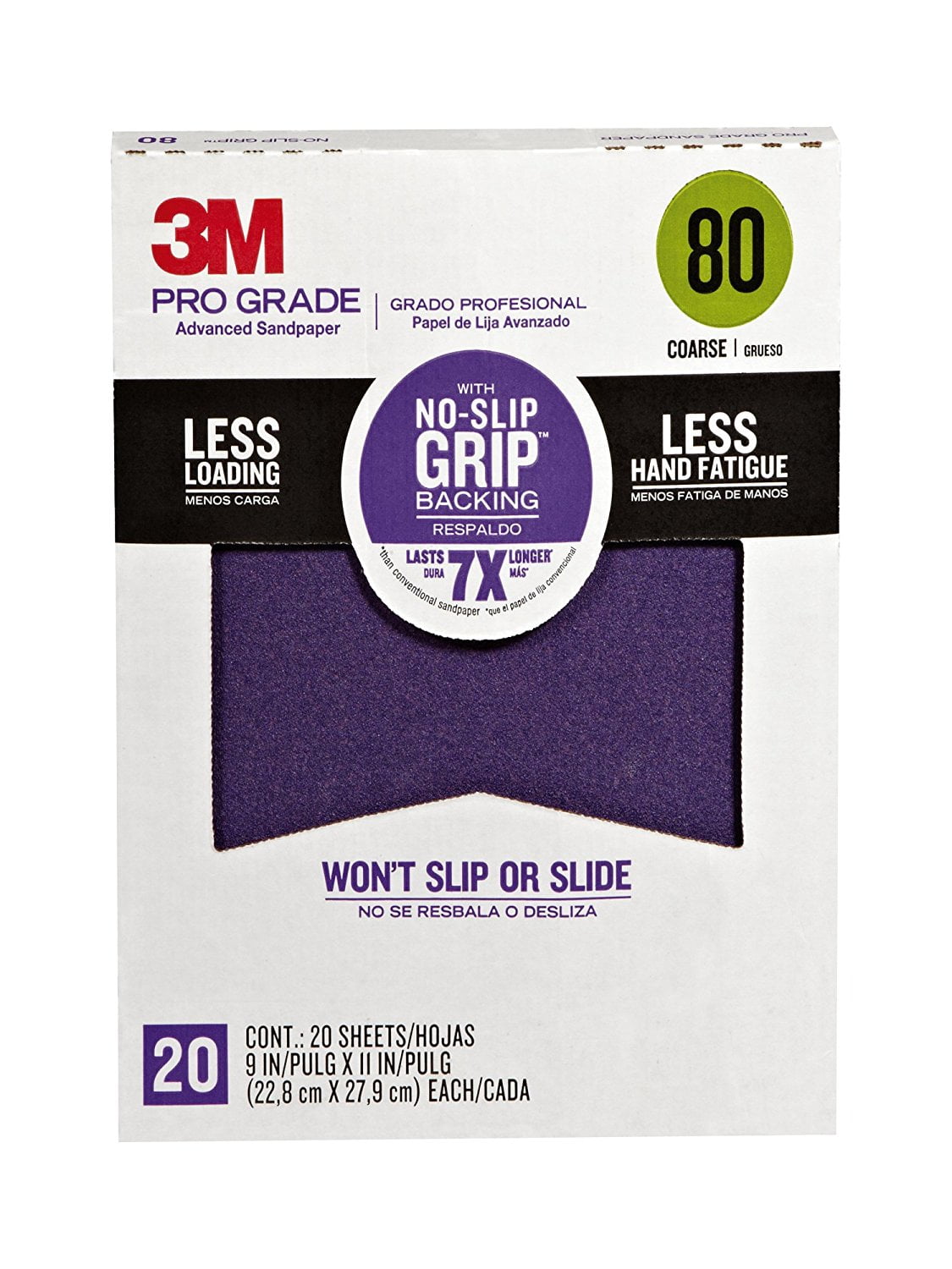 Details about   3M 80 Grit Sandpaper No-Slip Grip 9" X 3-2/3 Lot of 2 Packs *Ships Free* 