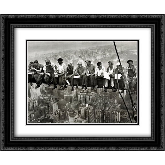 Lunchtime Atop a Skyscraper, c.1932 2x Matted 24x20 Black Ornate Framed Art Print by Charles C. Ebbets