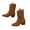 Brown, variant on Cowboy Cowgirl Boots Women Star Decor Low Heel Chelsea Boots High Top Ankle Booties