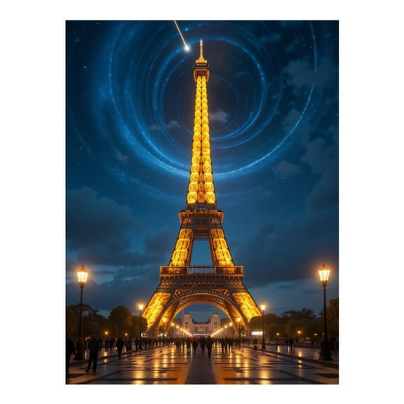 Diamond Art Kits for Adults - 5d Eiffel Tower Night Sky Spiral Diamond Painting for Adults, Diamond Art for Adults Beginners, Diamond Painting Kits for Adults for Home Wall Decor