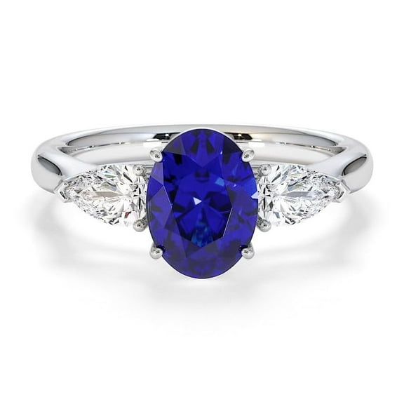 925 Sterling Silver Oval 1.00 Ctw Tanzanite Gemstone 3-Stone Women Engagement Ring – Designer Wedding Anniversary Rings