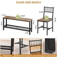 thumbnail image 3 of Towallmark 47'' Modern Farmhouse Dining Table Set for 4 with Bench and Chairs, Storage Shelf, Metal Frame, Space-Saving Design for Dining Room, Kitchen, Apartment, 3 of 8