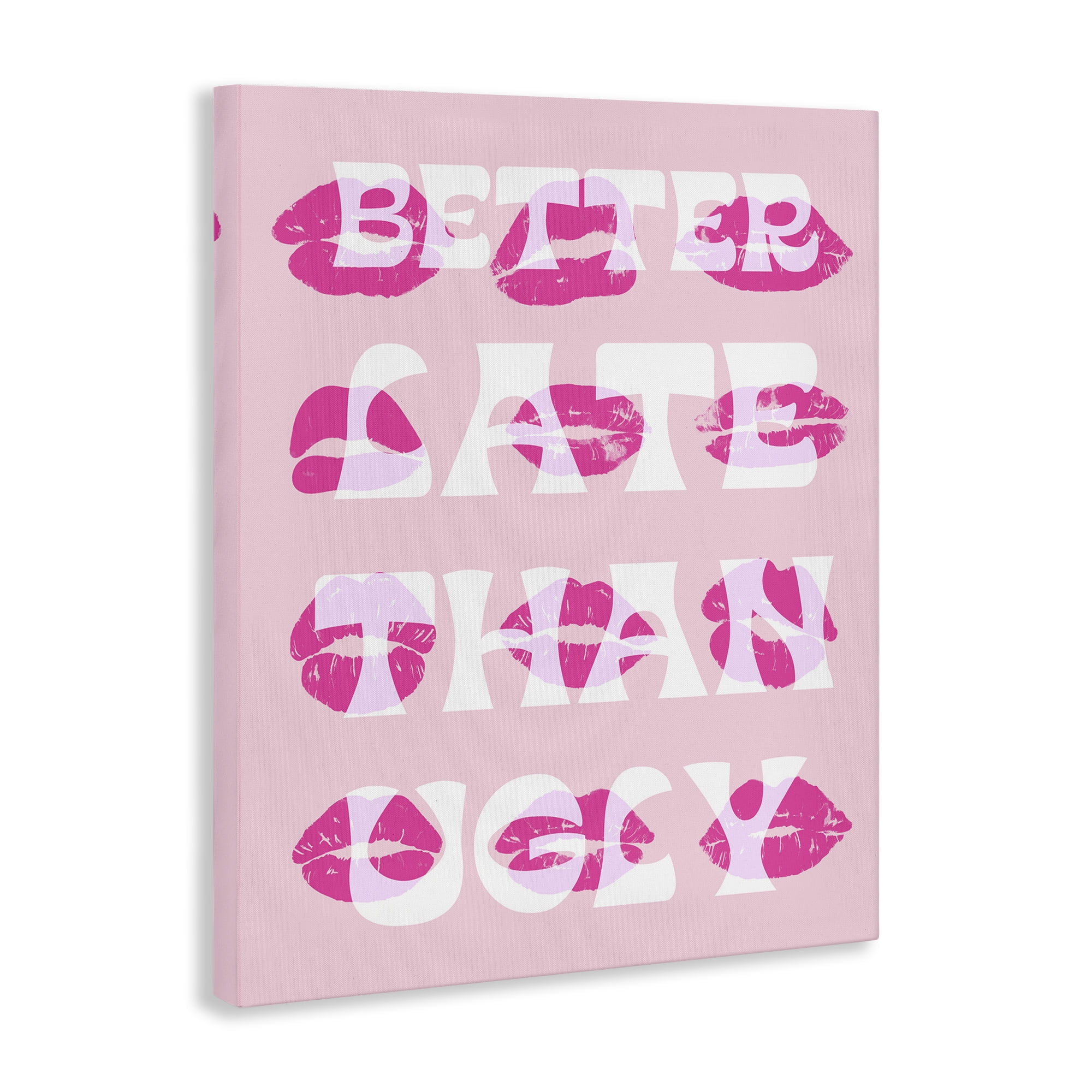 Stupell Industries Better Late Than Ugly Beauty & Fashion Painting Gallery Wrapped Canvas Art Print Wall Art, 24 x 30