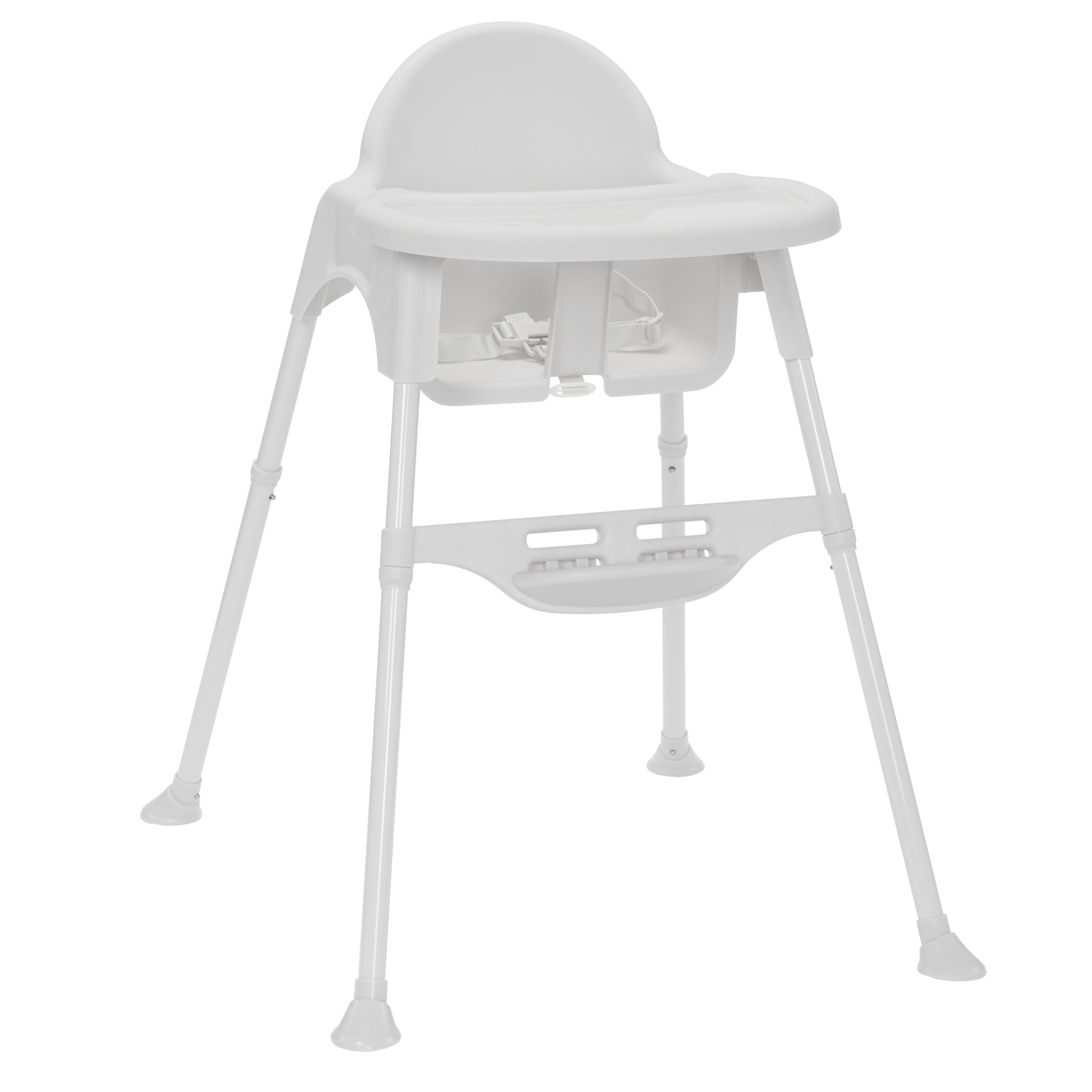 Babideal Lightweight Baby High Chair with Tray & Harness – White, Portable Easy-Clean Feeding Chair