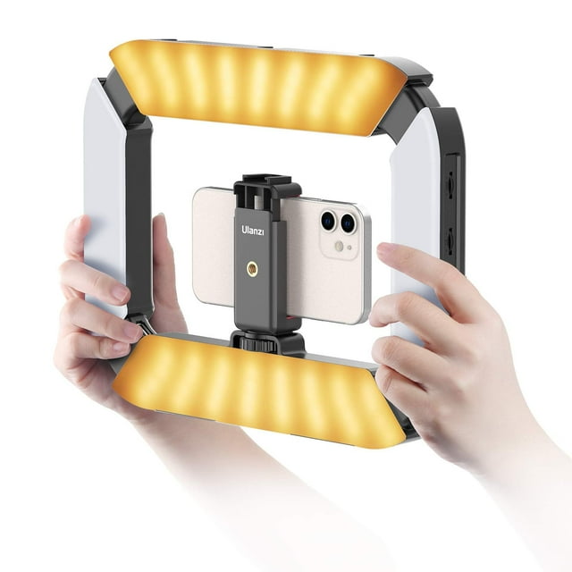 ULANZI Smartphone Video Rig with Light, Cell Phone Handheld Stabilizer with Ring Light 8500k Selfie Light for Filmaking Live Stea