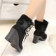 thumbnail image 5 of Zapatos de mujer Punta redonda Color sólido Cordones Cremallera lateral Moda Tacones altos Invierno Felpa Botines cálidos Wmkox8yii  hfjk1491, 5 of 5