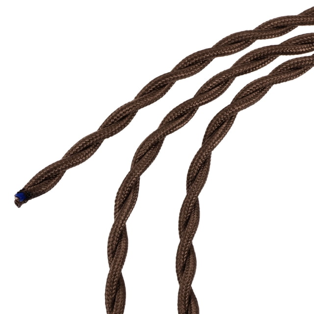 Uxcell 3 Metros/9.8 Pies 2 Núcleo 18AWG Cable Eléctrico Cubierto de Tela Retorcida Vintage Marrón Oscuro