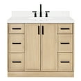 thumbnail image 2 of Ariel Kelly 42 Inch Single Oval Sink Bathroom Vanity With Carrara White Quartz Countertop 1.5 Inch Edge In Oak, 2 of 12