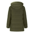 thumbnail image 4 of Women's Mid-Length Hooded Cotton Jacket, Fleece Lined Thickened Winter Coat with Full Zip, Warm Quilted Outerwear, Knee-Length Puffer Style Parka for Women, Comfortable Casual Long Coat Mint Green M, 4 of 6