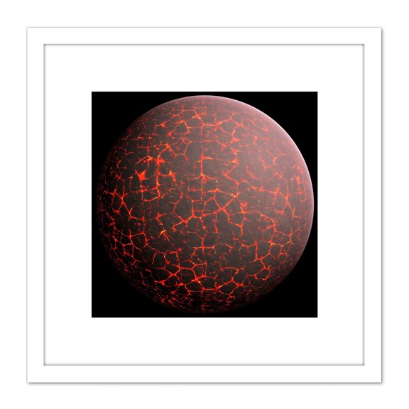 Space Concept Illustration Planet Earth Early Formation 8X8 Inch Square Wooden Framed Wall Art Print Picture with Mount