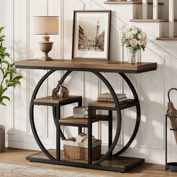 Tribesigns 41.3" Industrial Console Sofa Table, 4-Tier Narrow Accent Table for Entryway, Living Room, Hallway, Foyer