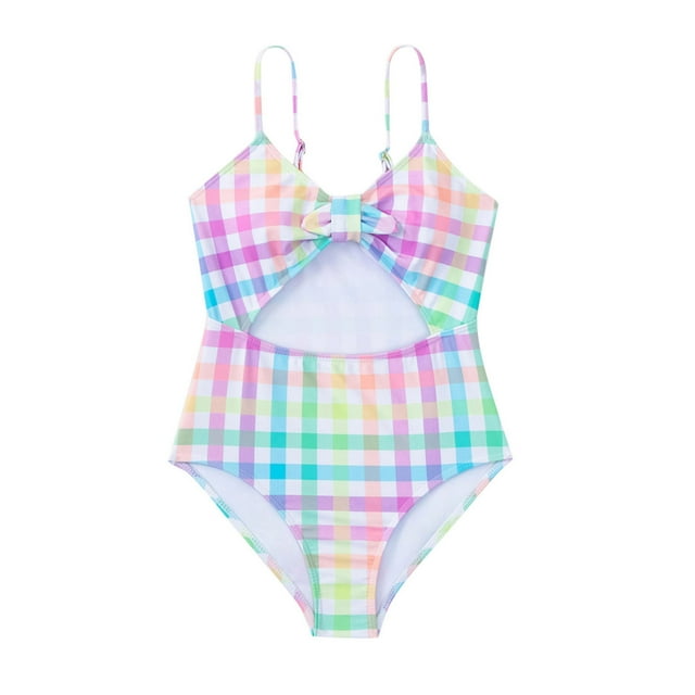 2025 Summer Swimsuit Bikini s' S Racing Swimsuit Swimwear Children's Plaid Bikini 2T Bathing SuitS 5T Bathing Suit Competitive Swimsuits for S