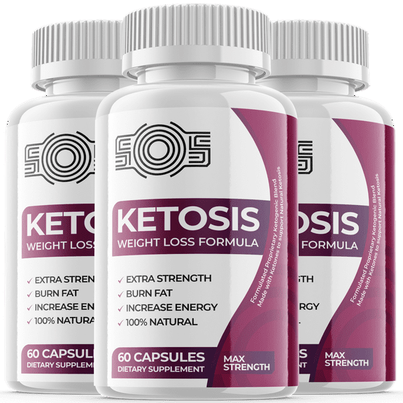 (3 Pack) SOS Ketosis - Keto Weight Loss Formula - Energy & Focus Boosting Dietary Supplements for Weight Management & Metabolism - Advanced Fat Burn Raspberry Ketones Pills - 180 Capsules