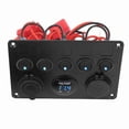 thumbnail image 4 of Panel de interruptor LED Impermeable de 5 Bandas Con Voltímetro Para Barco Marino RV Camión Enchufe de Encendedor de Cigarrillos USB Dual, 4 of 7