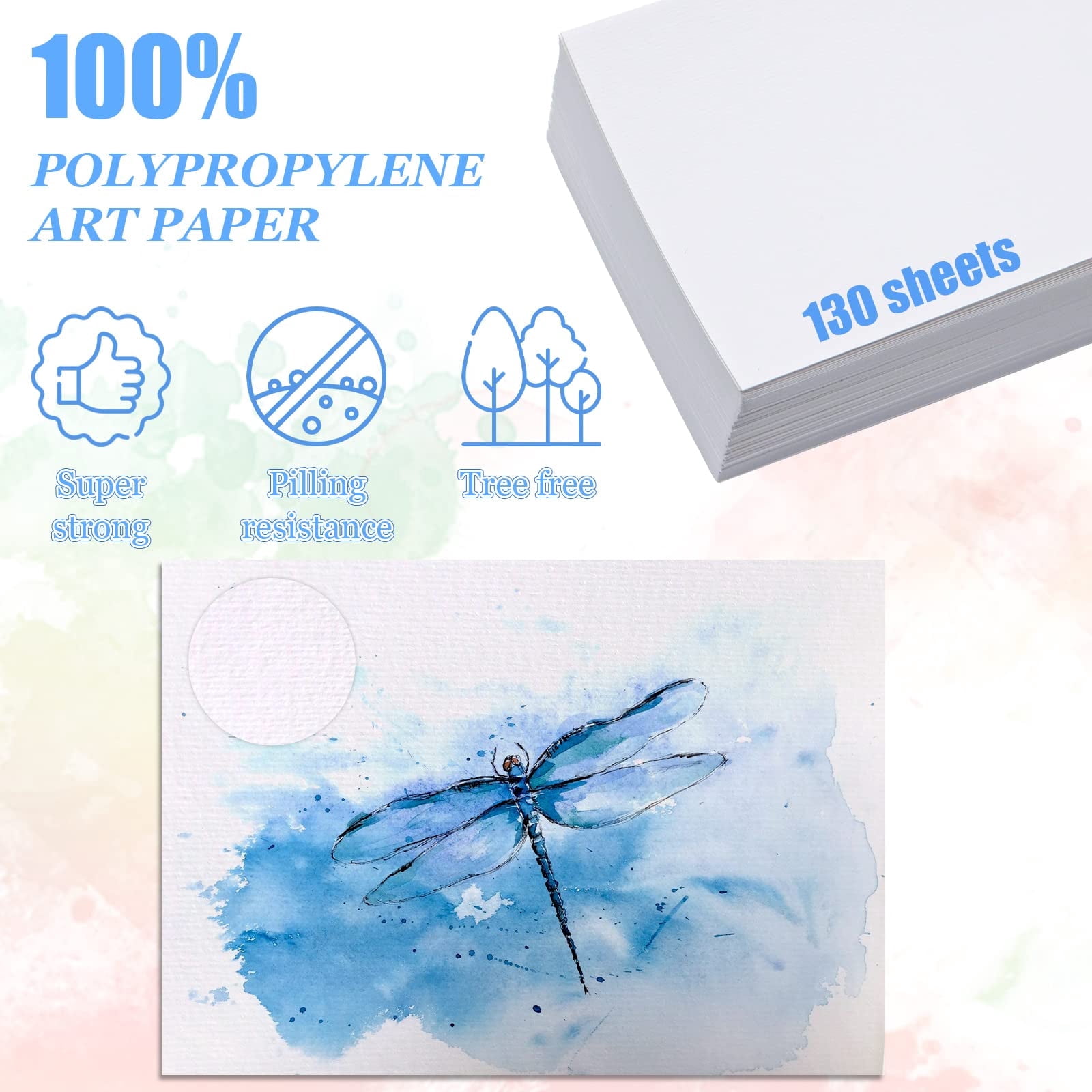 ZYNERY Watercolor Paper, Heavyweight 300g Cotton, 130 Sheets, 5 x 7 Inch, White