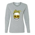 thumbnail image 2 of Skull Sunflower Skeleton Bandana Inspirational/Christian Womens Graphic Long Sleeve T-Shirt, Heather Grey, Medium, 2 of 3