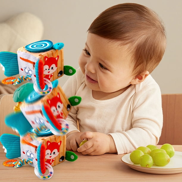 Libro de tela Fiudx con colgante de campana musical para niños