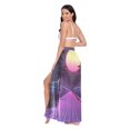 thumbnail image 3 of FORMRS Womens Long Sarong Beach Wrap Semi-Sheer Bikini Skirt Bathing Swimsuit Cover Up, Black Neon Road, 3 of 7