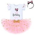 thumbnail image 4 of IBTOM CASTLE Toddler Girls 1st 2nd 3rd Birthday Outfit Princess Polka Dots Ruffle Tutu Skirt Mouse Headband Cake Smash Party Clothes Set 3 Years Pink, 4 of 8