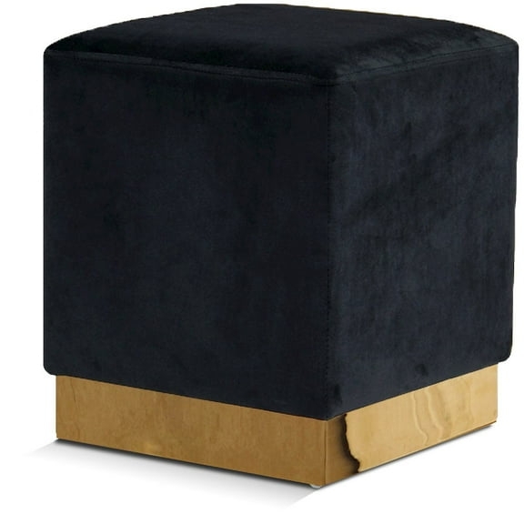 Meridian Furniture Jax Contemporary Velvet Ottoman/Stool in Black