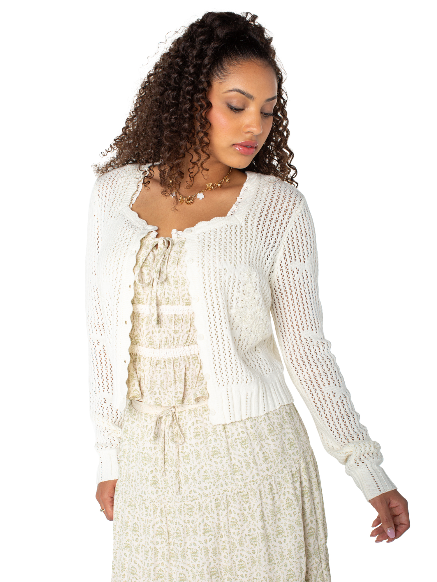 Bridgerton Celebrity Pink Women's and Women's Plus Square Neck Cardigan, Sizes XS-4X