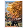 thumbnail image 1 of Great Smoky Mountains, Tennessee - Park Entrance & Bear Family - Lantern Press Artwork (24x36 Giclee Art Print, Gallery Framed, White Wood), 1 of 1
