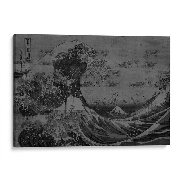 Cuadro decorativo - La Gran Ola Blanco y Negro, Dry Ink 135x90 Canvas Lab Blanco y negro, Playas y mares, Mar / Sea