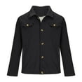 thumbnail image 6 of IYTR Men's Denim Jacket Button Up Long Sleeve Jacket Black Solid Outwear Lightweight Fashion Streetwear Outs Black M, 6 of 6